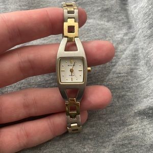 Silver and gold watch